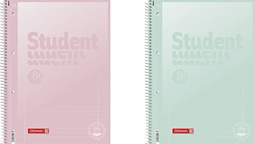 BRUNNEN Collegeblock Premium Student „Pastell“ | A4, Lineatur 27, 80 Blatt, pastellrosa/pastellmint
