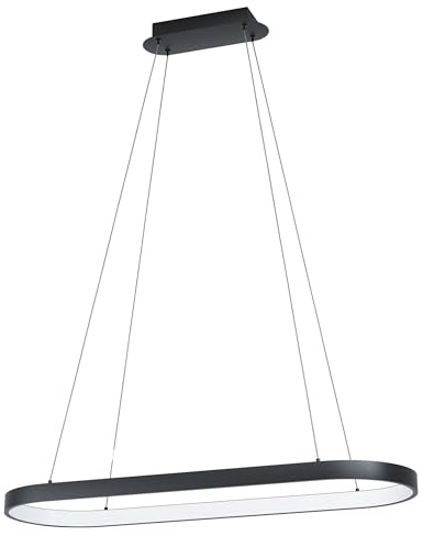 EGLO LED Pendelleuchte Codriales, 1 flammige Hängelampe dimmbar | Hängeleuchte aus Stahl und Kunststoff, Esstischlampe in Schwarz, Weiß, Wohnzimmerlampe hängend, warmweiß