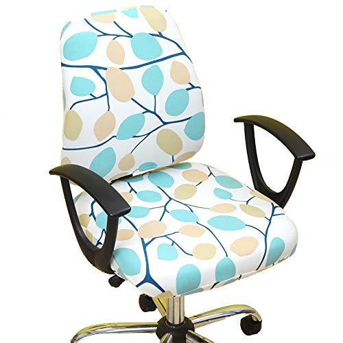 FYTXSZ Chair Covers Spandex Office Computer Chair Cover Stretch Removable Washable Rotate Swivel Chair Protective Covers (BlueFloral)