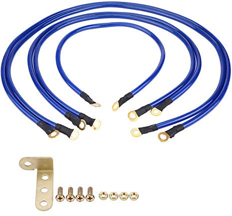 Car Battery Earth Cables Set Universal 5-Point Auto Car Earth Cable System Ground Grounding Wire Kit Battery Cables Power Cables Negative Battery Cable