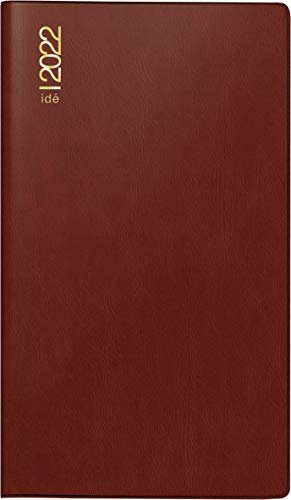 rido/idé 7012112292 Wochenplaner TM 15, 1 Seite = 1 Woche, 87 x 153 mm, Kunststoff-Einband bordeaux, Kalendarium 2022, Kalendereinlage auswechselbar
