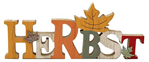 LB H&F Schriftzug Herbst zum hinstellen Holz Herbstblätter Blätter Natur 30 cm Gross Herbstdeko (Blatt)