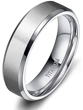 Zakk Damen Herren Ringe Titan Silber Matt Gebürstet Verlobungsring Partnerring Eheringe Trauringe 4mm 6mm 8mm 10 mm Breit (6mm,61 (19.4))