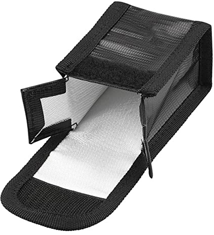 Tiardey 2Pcs Schwarz Feuerfeste Explosionsgeschützte Batterietasche Sichere Schutzhülle Schutzhülle Sack Ladeschutz - 12x8,9x1,8cm