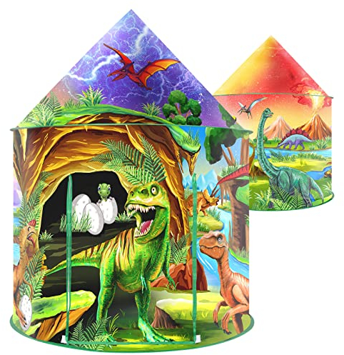 Dinosaurier Kinderzelt Spielzelt Für Jungen Und Mädchen Pop-Up Zelt Für Drinnen & Draußen,Faltbares Spielhaus kinderzimmer Spielzeug Mit Tragbarer Tasche & Aufkleber Für Kleinkinder Kinder