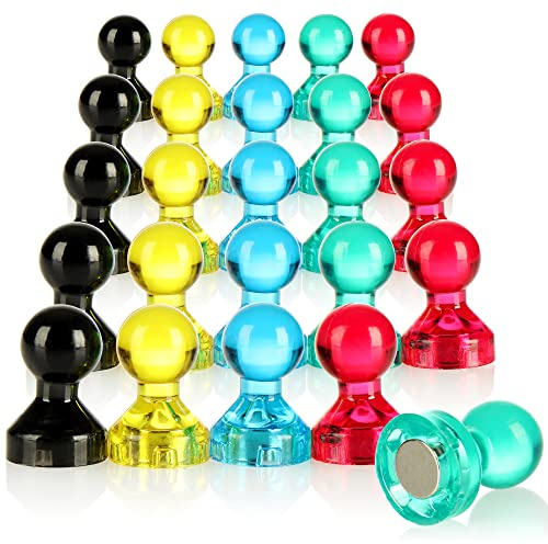 Robin Goods® Lot de 25 aimants Coniques pour Tableau Blanc | Mini aimants colorés pour bureau, école, cuisine et tableau magnétique