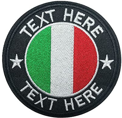 Brillina Patch con nome militare personalizzato, toppa con bandiera italiana da 7,6cm con il tuo testo ricamato personalizzato accessorio militare e tattico per abbigliamento, cappelli, giacche, zaini