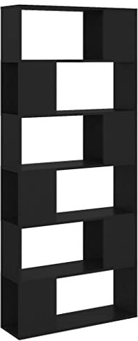 vidaXL Bücherregal Raumteiler Standregal Wandregal Bücherschrank Bürorregal Regal Aktenregal Aufbewahrung Raumtrenner Schwarz 80x24x186cm Holzwerkstoff