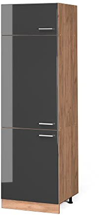 Vicco Kühlumbauschrank R-Line, Anthrazit Hochglanz/Goldkraft Eiche, 60 cm