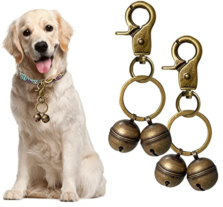 Cat & Dog Collar Bell, Pack of 2, Extra Loud Dog Bell for Pet Tracking & Saving Wildlife, Birds, durevole Iron Split Ring & Lobster Bell Clip