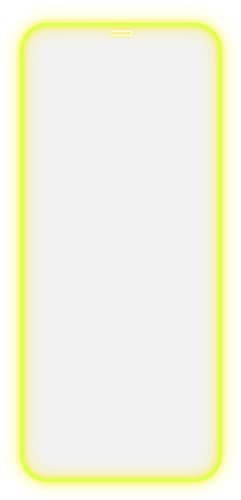 ZUJO Protection d'écran complète en verre trempé lumineux de qualité supérieure compatible avec iPhone 13/iPhone 13 Pro Max, bord en silicone phosphorescent 3D – Jaune