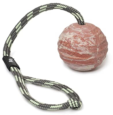 Julius-K9 Pelota IDC de Goma Natural con Asa Cerrable, Estriado Horizontalmente, 70 mm