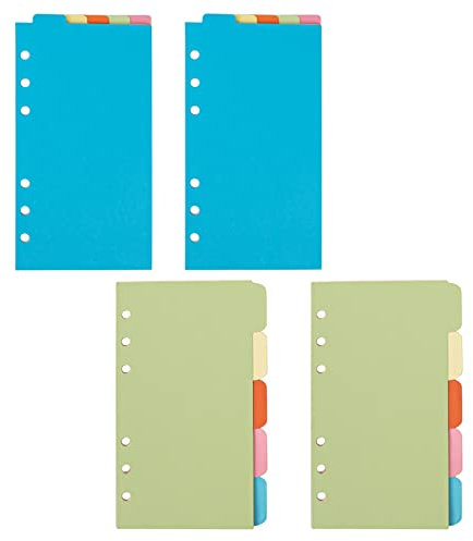 Framendino, 4 Set A6 Binder Trennblätter, 2 Sets vertikale Tabs & horizontale Papier-Trennblätter Index-Seitenkarten für 6-Loch-Ringbücher Filofax Notizbücher Tagebuch Planer Büro