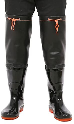 HWBZSZY Stivali Pioggia Super Alti 60 Cm, Stivali da Trampoliere Impermeabili Uomo Scarpe Pesca Antiscivolo Resistenti all'Usura in PVC/Nylon Stivali da Trampoliere Leggeri in Gomma 36-47,Nero,41 EU