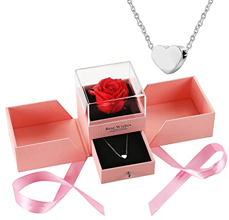 AFSTALR Ewige rose Infinity Rosen mit Rote Rosen Geschenkbox, Eternal Rose Geschenke für Damen Frau freundin verzauberte echte Rose Blume zum Valentinstag