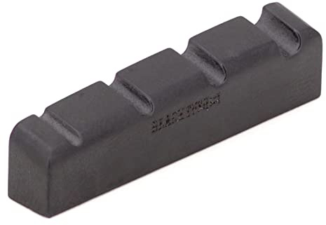 GraphTech PT-1238-60 Black TUSQ XL Slotted Bass Nut, 4-String (38 x 6 mm) - Electric, Rounded, Flat