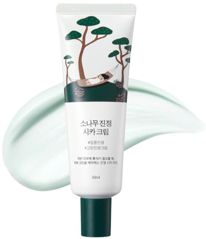 ROUND LAB - Beruhigende Zirbencreme mit Cica (ohne Duft) | 5CICA Lösung für Hormonausbrüche, zu Akne neigende Haut u