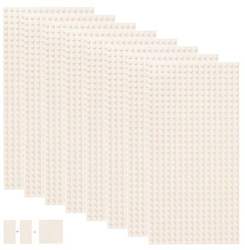 shineFinder 8 base Plates Compatible with Lego, Baseplate 5x10 with 16 x 32 stud board (White)