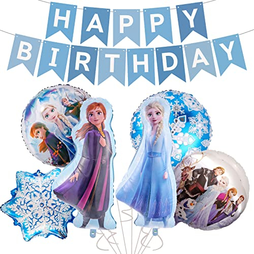 CHUKUA Party Decorations Girls -Balloons Birthday DecorationsHappy Birthday Banner Party Foil Balloons for Party Supplies Kids Birthday Theme Decoration