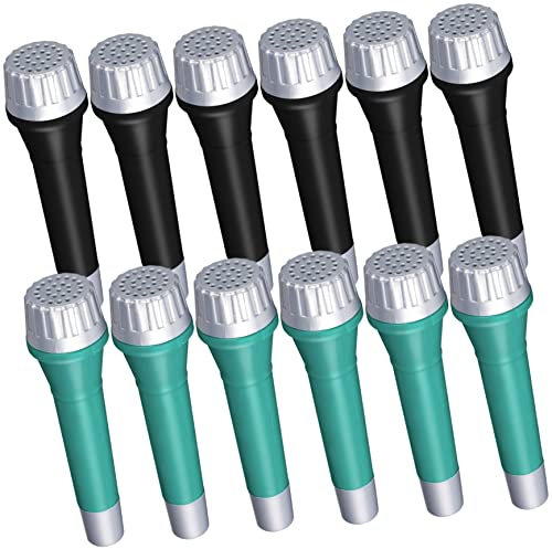 STOBOK Kids Toys 12Pcs Realistic Play Simulation Microphones for Singing, Fake New Year Toddler Dress Photo Prop, Black, Green