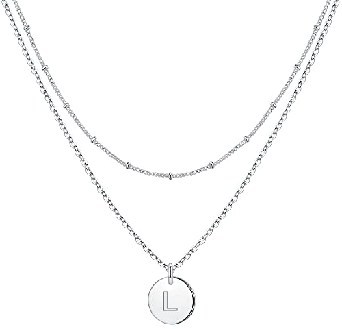 TINGN Kette Silber Kette Mädchen Kette mit Buchstaben Kette Mädchen Geschenke für Mädchen Kette Silber Damen Mädchen Geschenke Buchstaben L Kette Silber Schmuck Kinder
