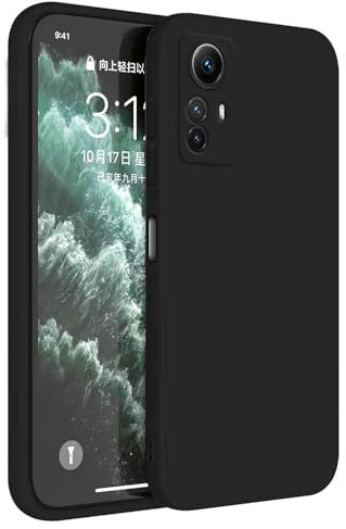 Topme Funda para Redmi Note 12S (6.43 Inches) Carcasa Caja Case Estuche, Funda Protectora de Piel de Silicona TPU - Negro