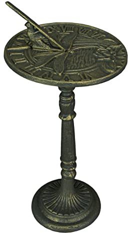Zeckos 21-Inch Cast Iron Verdigris Dragonfly Sundial: A Unique Blend of Artistry and Functionality for Your Garden, Patio, or Pool Area, Infusing Timeless Charm To Exterior Spaces
