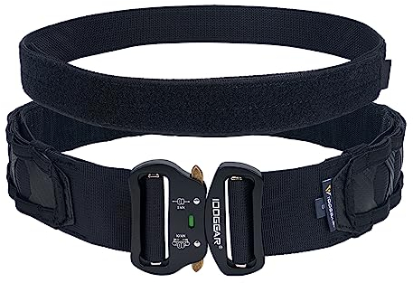 IDOGEAR Taktischer Gürtel 2 Zoll Quick Release Rigger Combat Belt mit 1,5 Zoll Innengürtel Haken und Schleife (Medium, Black)