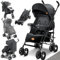 KIDIZ® Poussette City-Pro Landau Poussette pour enfant | Poussette universelle pliable | Poussette de sport, pliable, roues de 6 pouces pivotantes 360°, moustiquaire