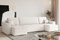 Kaiser Möbel, Ecksofa mit schlaffunktion, mit Bettkasten, Schlafsofa Best, Designer U-Form Sofa, Modern Design Couch, Polsterecke, Freistehend, Stoff Neve Ecru