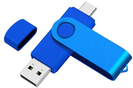 Yaxiny USB C Flash Drive 16GB, OTG Pen Drive, USB 2.0 und Typ C Speicherstick für Android Smartphone - Metall Blau