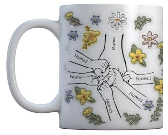 JSNKJLMN Taza de café personalizada con nombres de familia, taza de cerámica con nombre personalizado, taza de té personalizada de 11 onzas para hombres y mujeres, regalos del día de la madre, regalos