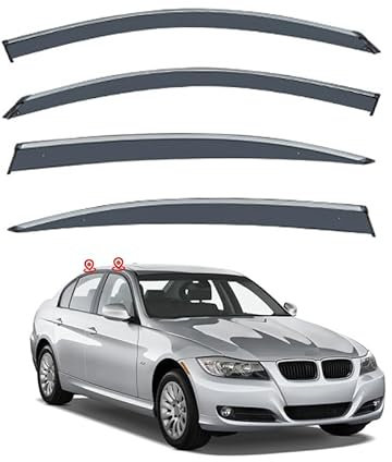 1 Satz Windabweiser Regenabweiser für B.M.W 3 Serie i E90 2005-2010, Seitenscheiben Regenschutz Regenabweise, Autofenster Anklebbare Windschutz Deflektoren