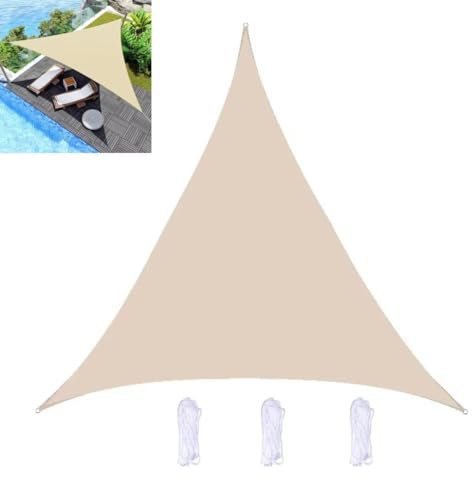 4x4x4m Sonnensegel Dreieckig, Wasserdicht Sonnenschutz Sunsegel Milchig, 95% UV-Schutz,für Außenbereich,Garten