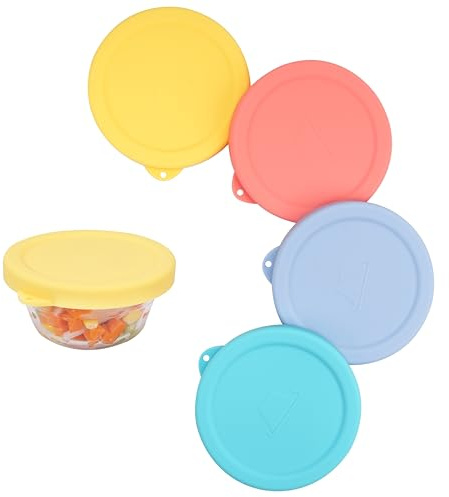Purekra 4 PCS Silicone Ramekin Lids for Pyrex and Anchor Hocking Glass Custard Cups 6oz, Prepware Dessert Cup Cover, Silicone Lids for Food Storage, Dishwasher Safe (Containers NOT Included)