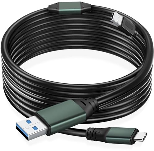 50FT USB 3.0/3.2 Gen 1 A to C Data Transmission Cable, with Built-in Signal Booster Supporting 5 Gbps High Speed Data Transfer; Compatible with VR Headsets, Computers, Docking Stations, Laptops, Hubs.