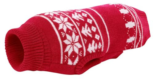 KONVINIT Hundepullover Weihnachten Große Hunde Rollkragen Xmas Hundepulli mit Schneeflockenmuster,Hunde Weihnachtsoutfit