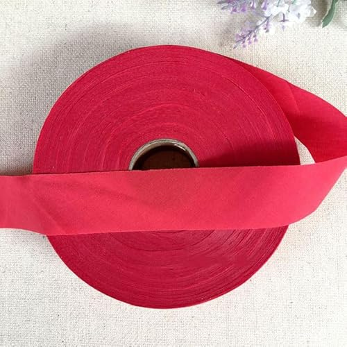 Ungefalzt Schrägband Baumwolle Polyester Gemisch 30mm zum nähen (Rot, 85 Metre)