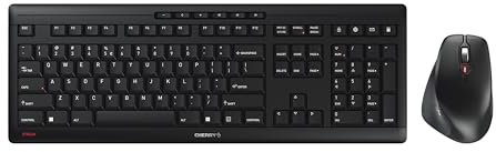 CHERRY STREAM DESKTOP COMFORT, Wireless Keyboard And Mouse Set, EU Layout (QWERTY), 2.4 GHz, Whisper-Quiet Keys, Ergonomic Right-Handed Mouse, Black