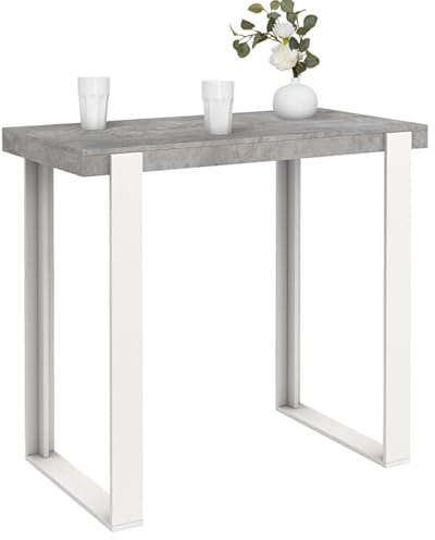 IDMarket Phoenix - Mesa alta de bar (efecto hormigón y blanco, 113 cm)
