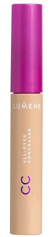 LUMENE CC Color Correcting All-Over Concealer | Leicht, aufbaubare mittlere Deckkraft | Gleicht den Teint aus und hellt ihn auf | Farbton 02 Medium | Vegan | 8,5 ml