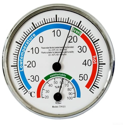 Zilimontt Thermomètre pointeur d'intérieur Fahrenheit Celsius Thermomètre sec et humide Surveillance précise de la température et de l'humidité, thermomètre à cadran, pointeur mural hygromètre (101B