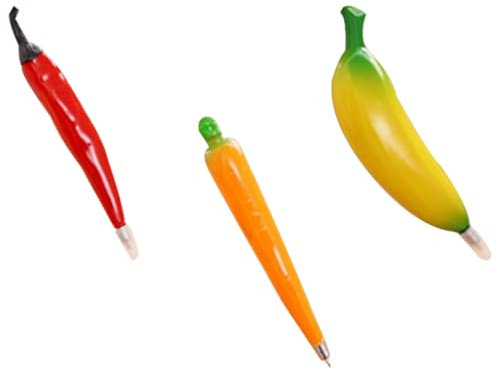 Pineeseatile Künstliche Früchte Stifte Kugelschreiber Stifte künstliche Bananen Karotte Pfeffer Schreiben Stifte Früchte Gemüse Kühlschrank Magnete 3pcs