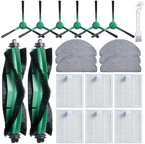 13 Pièces Accessoires Kit pour iRobot Roomba Combo 2 Essential Y0140/Y0112/Y0110, pour Roomba 105 Combo Rechange, 1 Brosses Principales, 4 Tampons Vadrouille, 4 Filtres, 4 Brosses Latérales