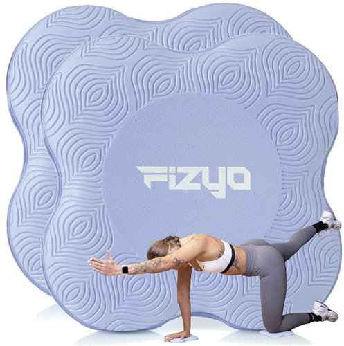 Fizyo Set di 2 tappetini per ginocchia da yoga, ginocchiere antiscivolo, ideali per yoga, pilates e ginnastica, cuscini per polso e gomito, supporto per esercizi (Blu)