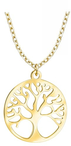Sofia Milani - Damen Halskette 925 Silber - vergoldet/golden - Baum Kreis Anhänger - N0900
