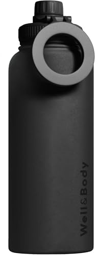 Well & Body Gourde magnétique Magnet’O 1,2L | Gourde MagSafe connectée en acier inoxydable, isotherme et sans BPA | Trépied CrossFit Fitness avec angle ajustable (Noir)