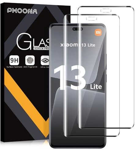 Phoona 2 Stück Schutzfolie für Xiaomi 13 Lite 5G, 9H Härte Panzer Schutzglas Folie, HD Transparent Displayschutzfolie Kratzfest Blasenfrei Klar Schutzfolie für Xiaomi 13 Lite 5G