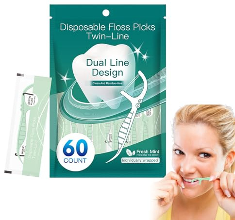 lisutupode Zahnseide Sticks, Zahnseide, doppelte Verwendung, tragbar | Zahnhygiene-Zubehör für kieferorthopädische Geräte, Zuhause, Reisen, Büro, Familie und