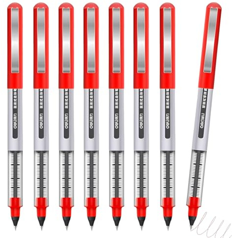 JUGUTA Tintenroller Stifte Rot, 0,5Mm Gelschreiber, Glatter Kugelschreiber, Schnelltrocknend, Flüssige Tinte, Dokumentenecht, Geeignet Für Rechts- Und Linkshänder, Schreibset – 8 Stück